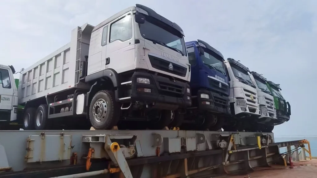 ocean-freight-departure-truck-howo-tipper